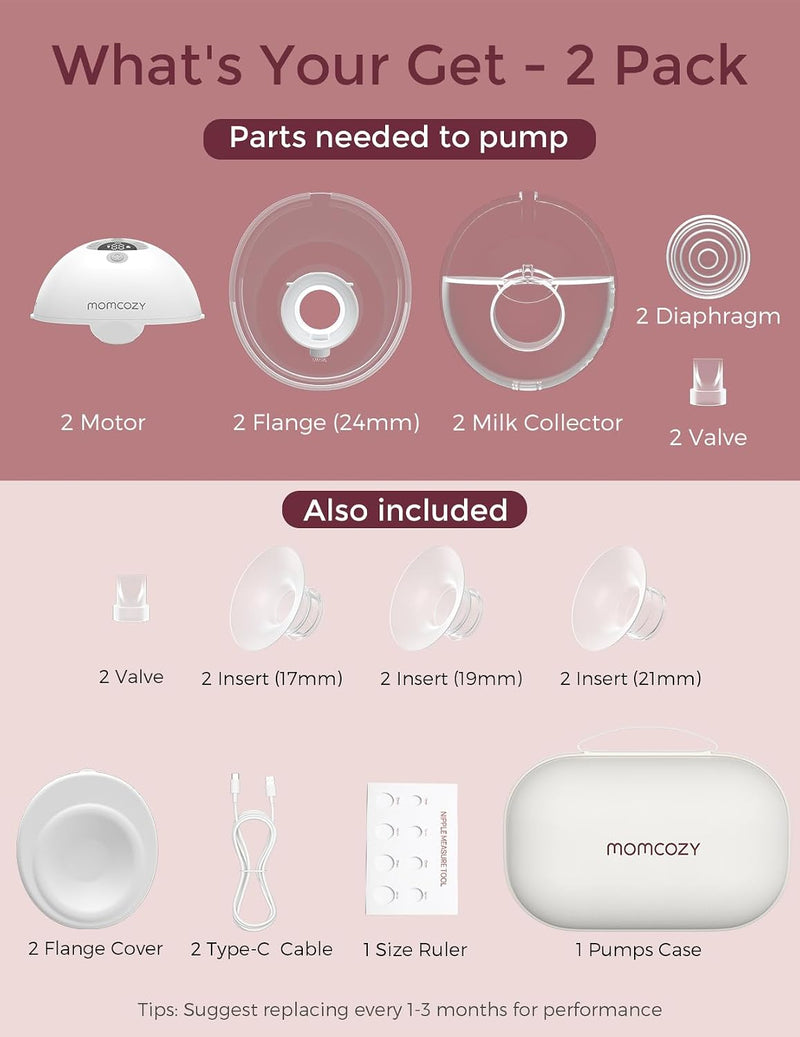 Momcozy M5 Extractor de Leche Inteligente Manos Libres - Pack de 2 (Gris)