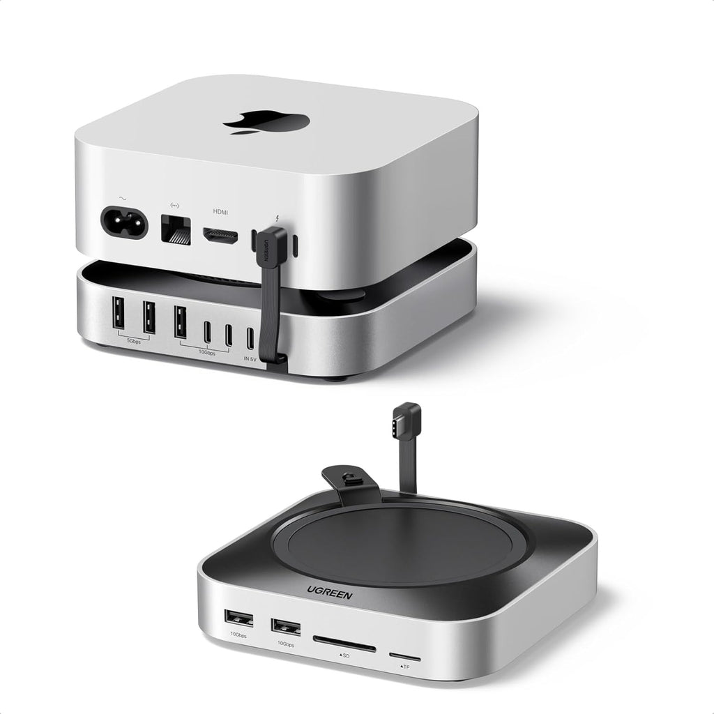 UGREEN Mac mini M4 Dock & Stand with NVMe SSD Enclosure, 3 USB A 10Gbps, USB C Data Port, SD Card Reader for Mac mini M4/ M4 Pro