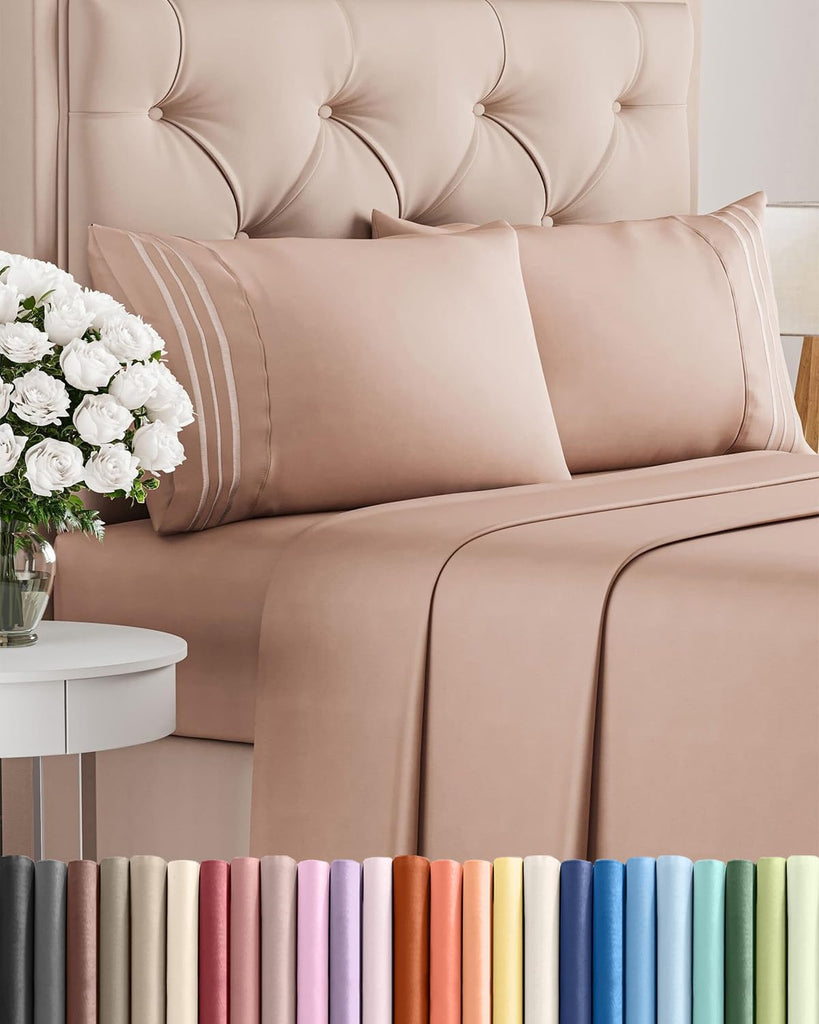 King Size 4 Piece Sheet Set - Comfy Breathable & Cooling Sheets - Mauve