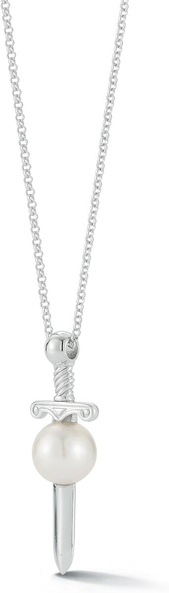 MATEO New York Sterling Silver Sword in Pearl Necklace