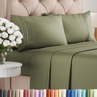 Cal King Size 4 Piece Sheet Set - Breathable & Cooling Sheets - Sage Green