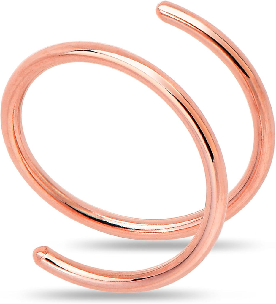 Body Candy 14k Solid Gold Double Hoop Nose Ring for Single Piercing - Handmade in USA by Master Jeweler - Hypoallergenic