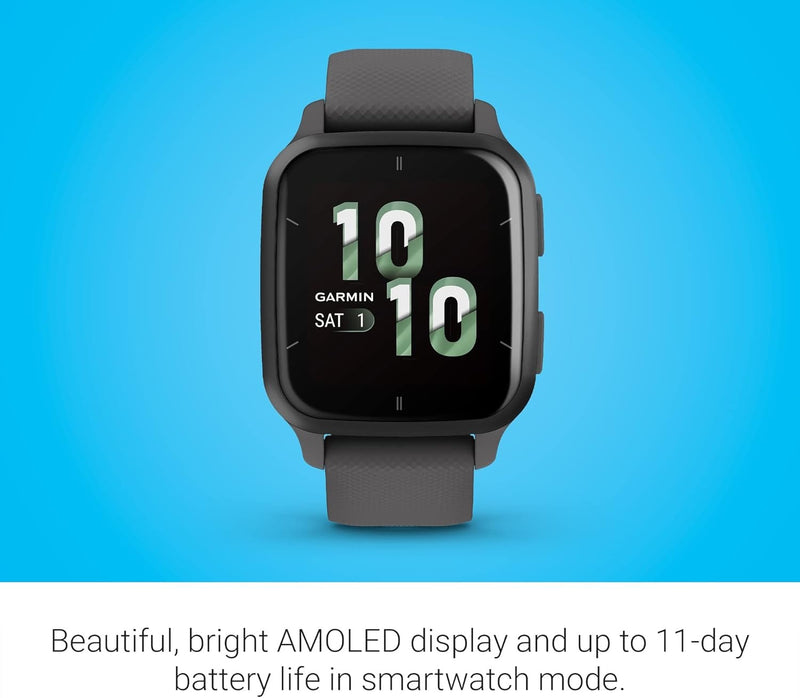 Garmin Venu® Sq 2 GPS Smartwatch - AMOLED Display, All-Day Health Monitoring, Long Battery Life, Activity & Heart Rate Tracker, Slate and Shadow Gray