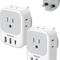TESSAN UK Adapters for Travel, Type G Adaptor, 2 Pack