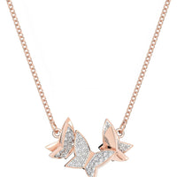 Swarovski Lilia necklace, Butterfly, White, Rose-gold tone plated