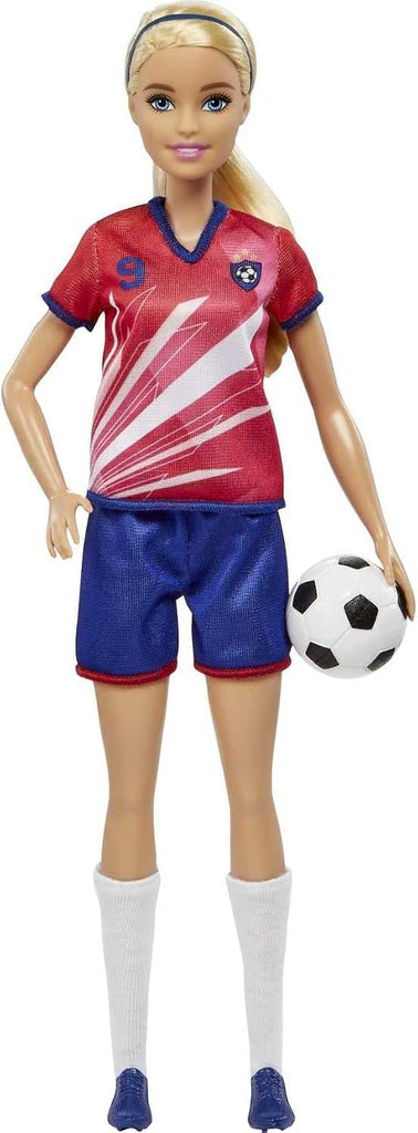 Barbie Careers Fashion Doll & Accessory, Soccer Player with Blonde Ponytail, #9 Uniform, Tall Socks, Cleats & Ball