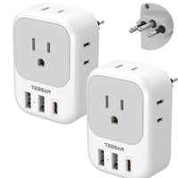 TESSAN Brazil Plug Adapter 2 Pack, 7 in 1 US to Brazil Power Adapter