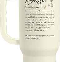 Best Friend Tumbler with Handle 40oz, Bestie Cups for Women Stainless Steel Coffee Travel Tumblers with Straw, Bestie Gi