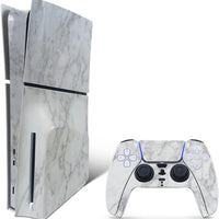 MightySkins Skin Compatible with Playstation 5 Slim Disk Edition Bundle - Frost Marble | Protective, Durable, and Unique