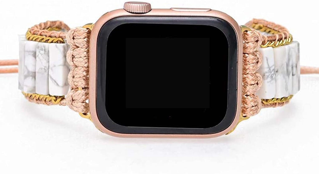 Boho Jasper Handmade Watch Band: Bohemian Natural Energy Stone Smartwatch Bands Compatible with Apple Watch 38mm/40mm/41