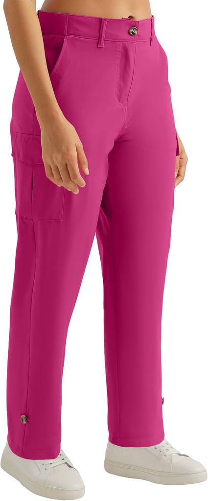Women's Lightweight Cargo Capri Hiking Pants(Tomato Red Color,L)