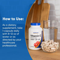 Nutricost Vitamina C con escaramujos, 1025 mg, 240 cápsulas, vitamina C 1,000 mg, rosa cadera, 25 mg, premium, sin OMG, suplemento sin gluten