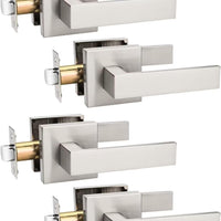 Tinewa 4 Pack Brushed Nickel Passage Door Levers Interior Door Handles, Heavy Duty Closet Hallway Door Handle Sets