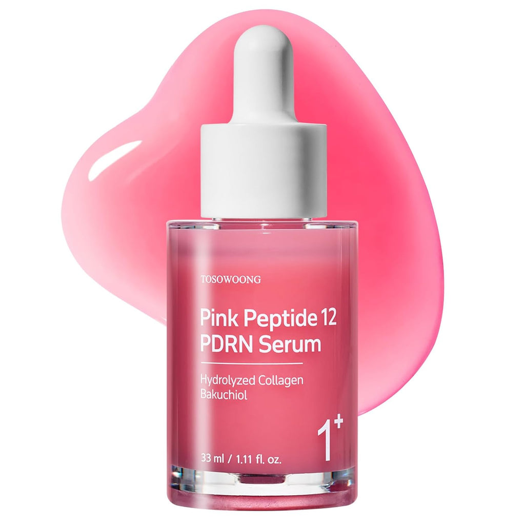 TOSOWOONG Pink Peptide 12 PDRN Serum for Firming & Glass Skin, Skin Glow