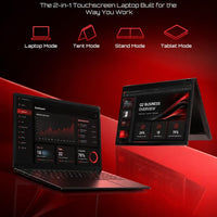 QikPulse 15.6" 2-in-1 Touchscreen Laptop with Windows 11, i3-10100Y, 16GB, 256GB SSD