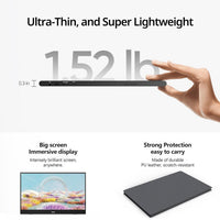 MNN Portable Monitor 15.6inch FHD 1080P 60Hz USB C HDMI Gaming Ultra-Slim IPS Display w/Smart Cover & Speakers,HDR Plug&Play, External Monitor for Laptop PC Phone Mac (15.6'' 1080P)