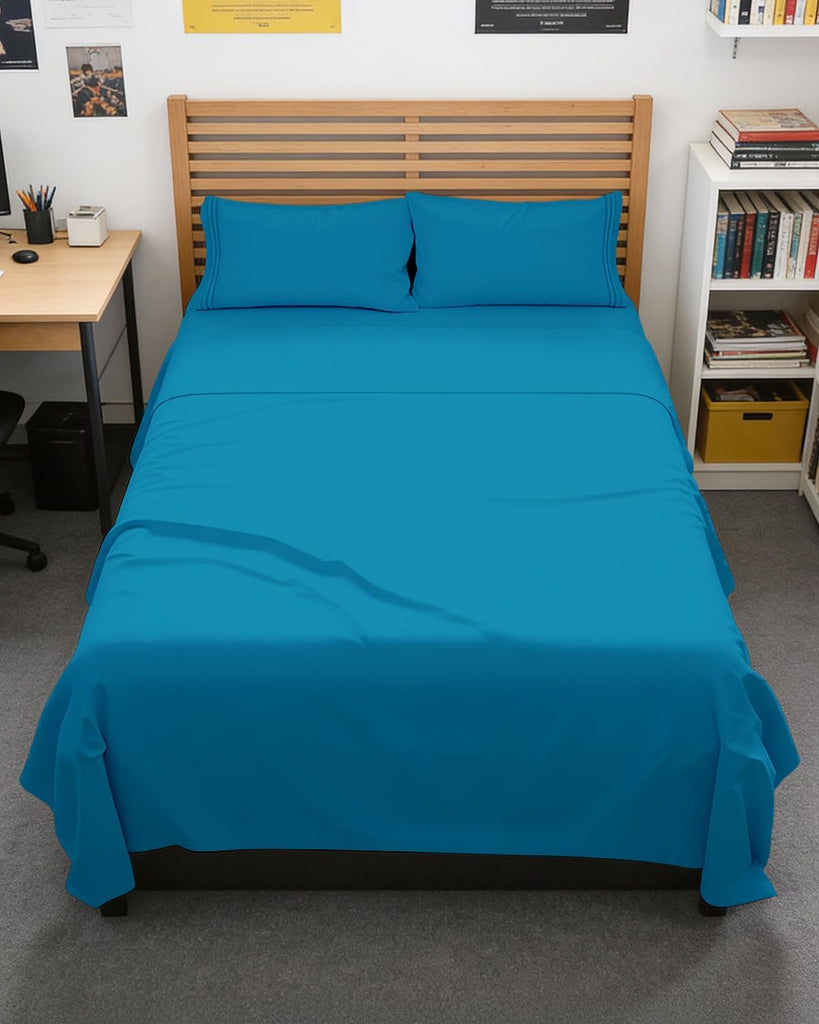 Full XL Sheets - 4 Piece Full XL Sheet Set - Cool & Breathable - Denim Blue