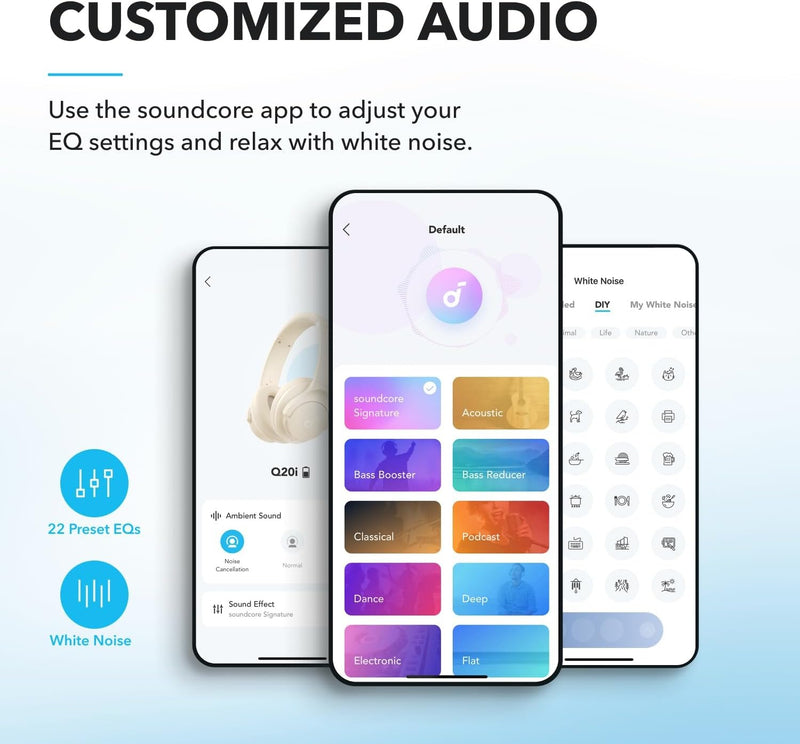 Soundcore by Anker Q20i Hybrid Active Noise Cancelling Headphones & Select 4 Go Bluetooth Shower Speaker (Bundle)