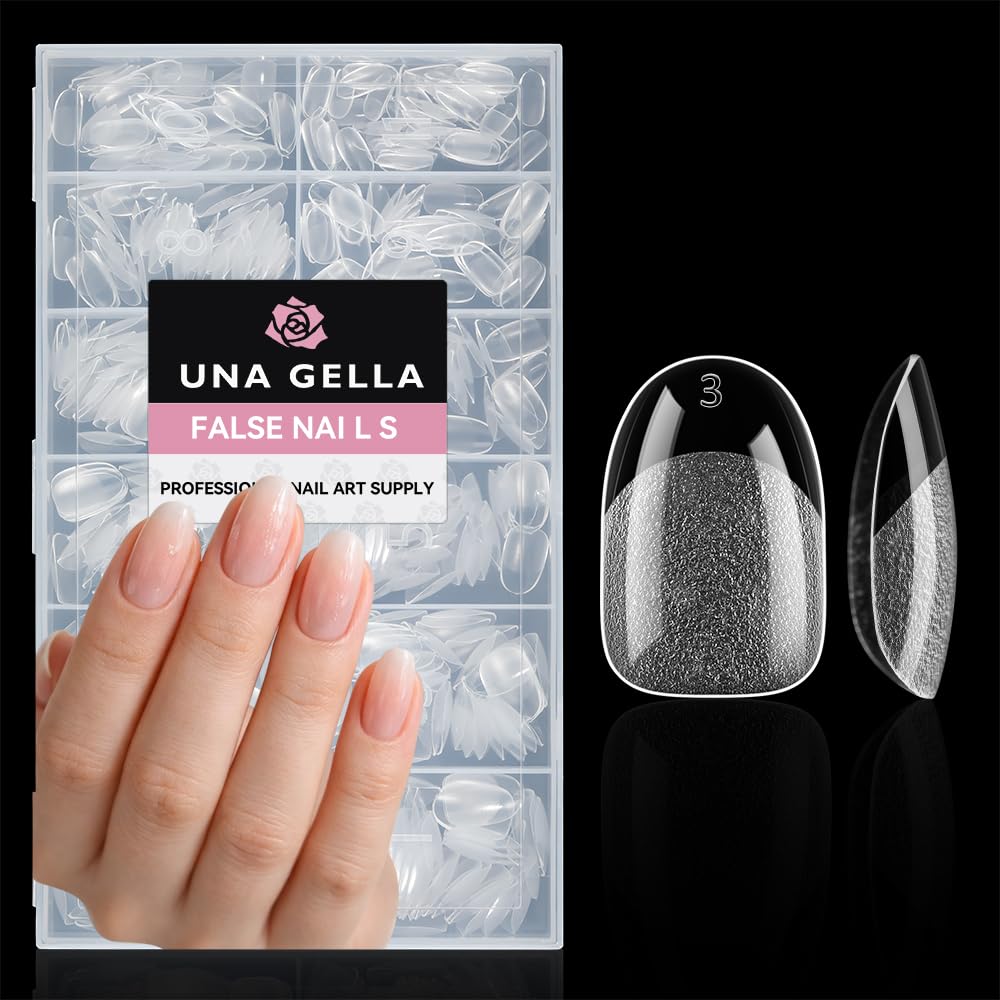 UNA GELLA Oval Round Nail Tips Half Matte 504pcs Gel Nail Tips
