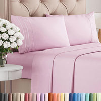 Full Size 4 Piece Sheet Set - Breathable & Cooling Sheets - Light Pink