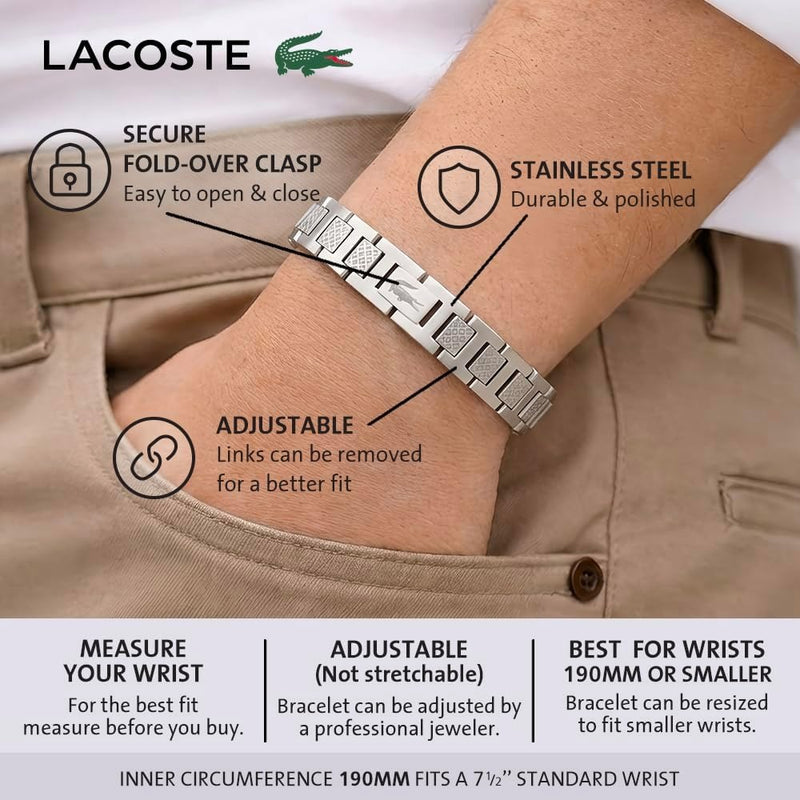Lacoste Metropole Bracelet – Unisex H-Link with Crocodile Clasp
