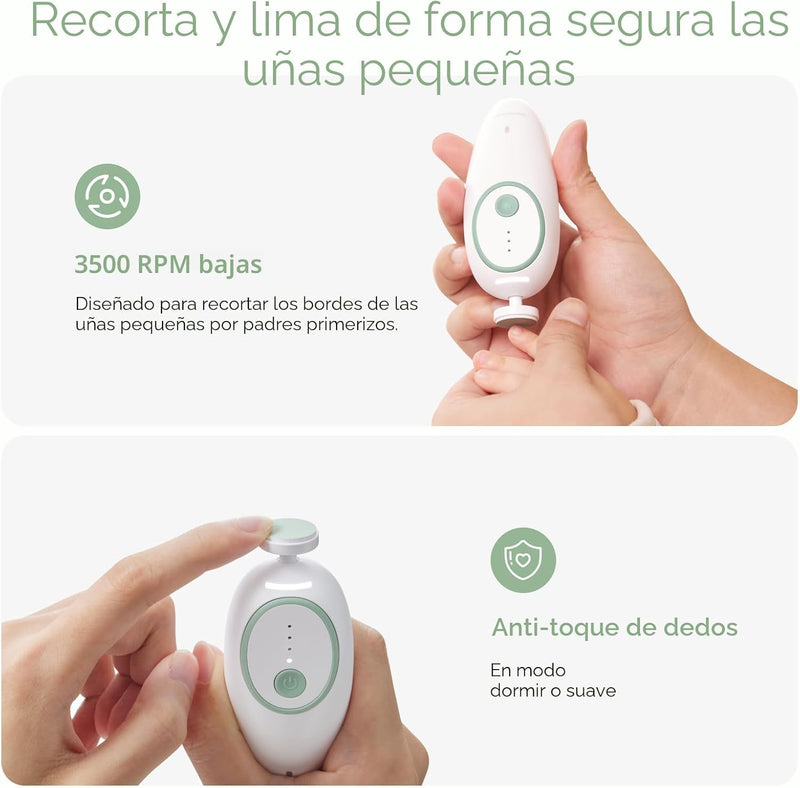 Momcozy Lima Eléctrica de Uñas para Bebé con Luz Nocturna