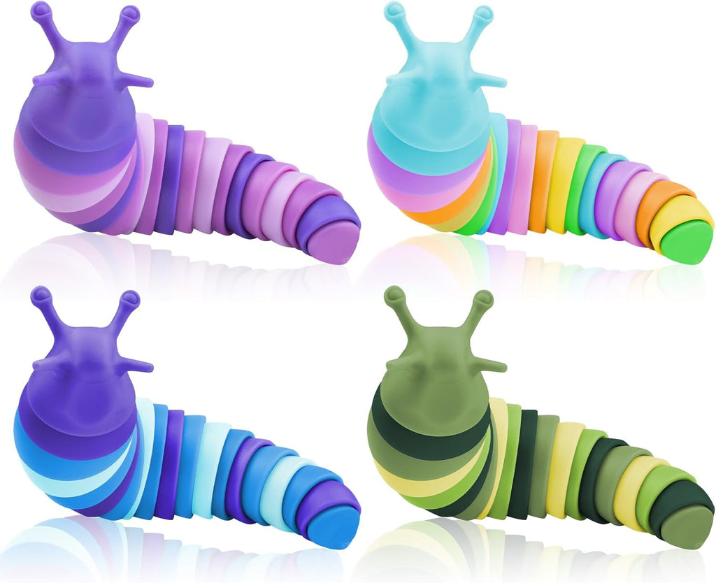 Cevioce Sensory Slug Fidget Toys,Fidget Slug Toys for Adults & Kids Party Favors,4 PCS Cute Autism Sensory Toys for Auti