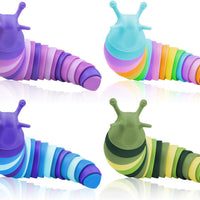 Cevioce Sensory Slug Fidget Toys,Fidget Slug Toys for Adults & Kids Party Favors,4 PCS Cute Autism Sensory Toys for Auti