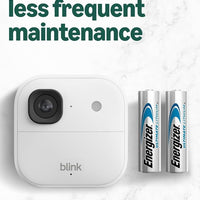 Blink Outdoor 2K+ (newest model) — Wireless smart security camera, 2K video resolution, enhanced audio, two-year battery. Sync Module Core included — 5 camera system (White)