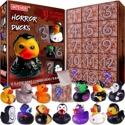 Advent Calendar 2025 - Horror Rubber Duckies - 13 Days of Spooky Countdown with 2 Hidden Figures | Halloween and Christmas Collectible Rubber Ducks