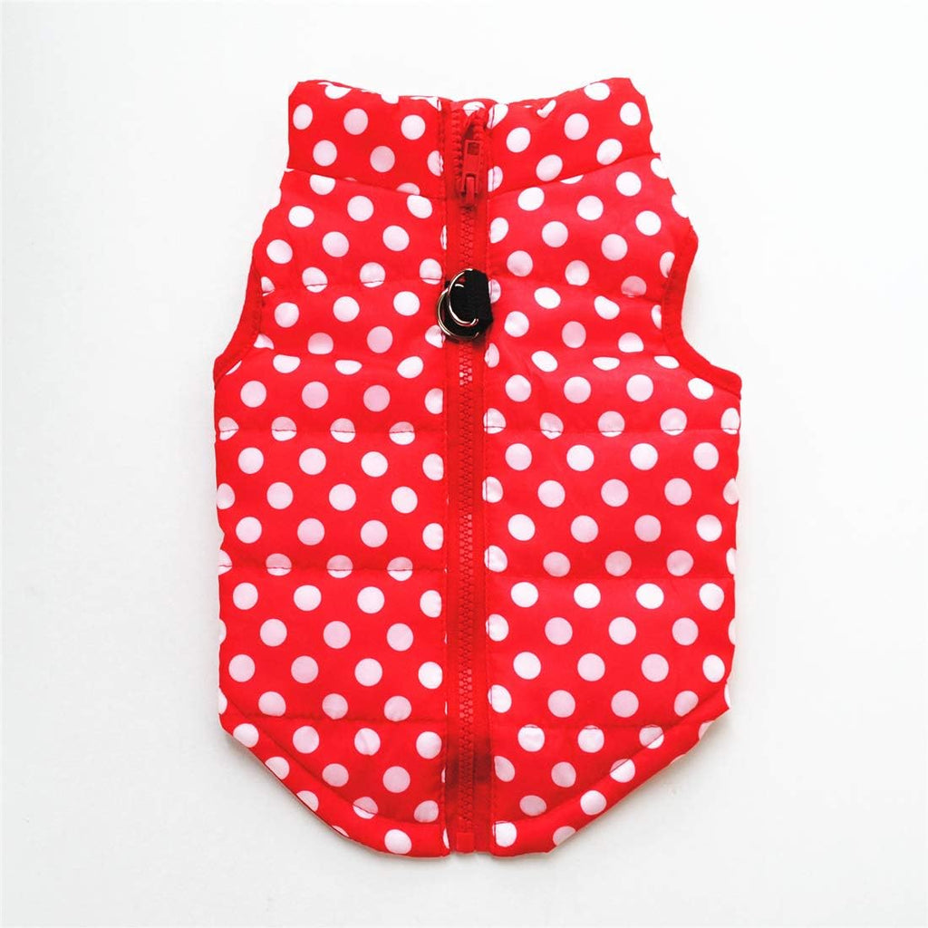 MaruPet Winter Dog Vest - Waterproof & Windproof, Warm Coat for Small & Medium Dogs - White with Dots