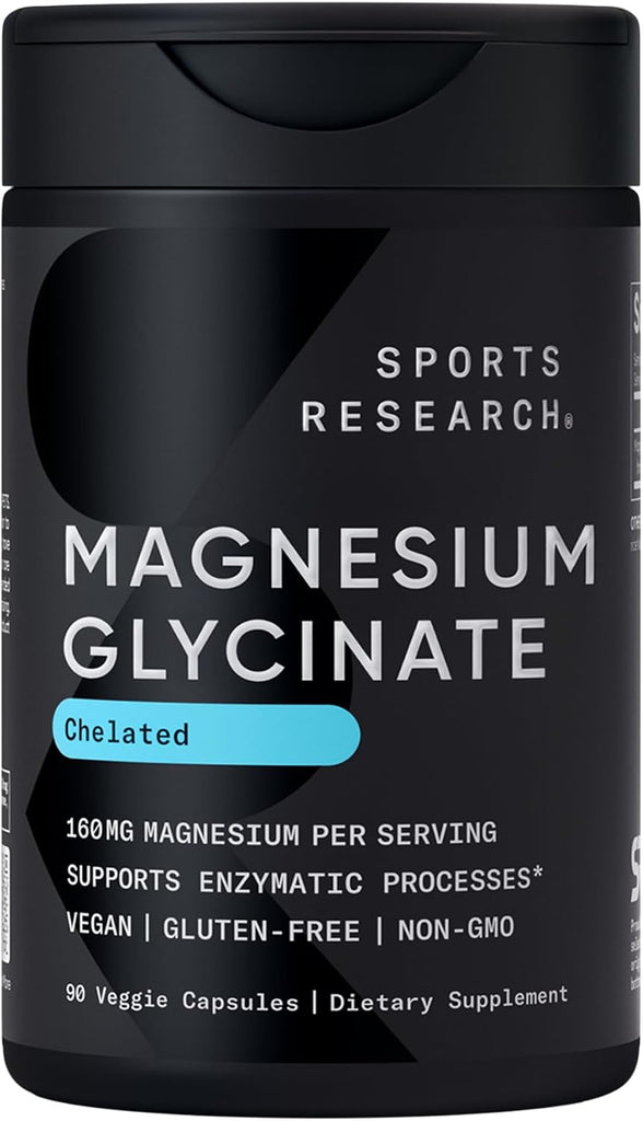 Sports Research® Magnesium Glycinate 160mg, 90 Veggie Capules