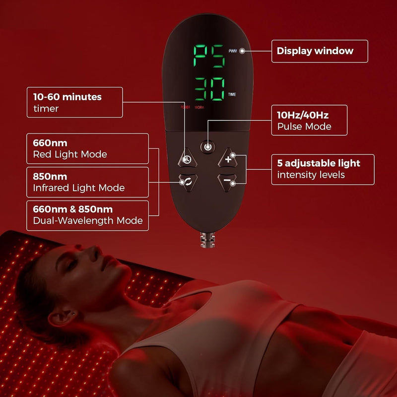 Quasar MD Nuevo Lanzamiento 2025 Alfombrilla de Terapia de Luz Roja Infrarroja - 1440 piezas de Chips LED SMD Profesionales - Longitudes de Onda de 660nm y 850nm, Alivio del Dolor, Mejora la Recuperac