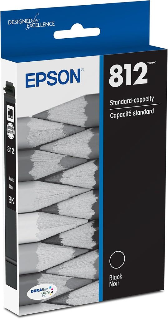 EPSON 812 DURABrite Ultra Ink Standard Capacity Black Cartridge (T812120-S) Works with WorkForce Pro WF-7310 ,7820, 7840