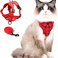 Cat Harness and Leash Set, Upgraded Escape Proof Adjustable Vest with Lead for Kitten Puppy Outdoor Walking, Soft Breath