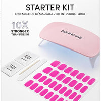 Dashing Diva Glaze Nail Starter Kit - Magenta Madness - Long Lasting, Chip Resistant, Semi-Cured Gel Nail Strips - 7-Pie