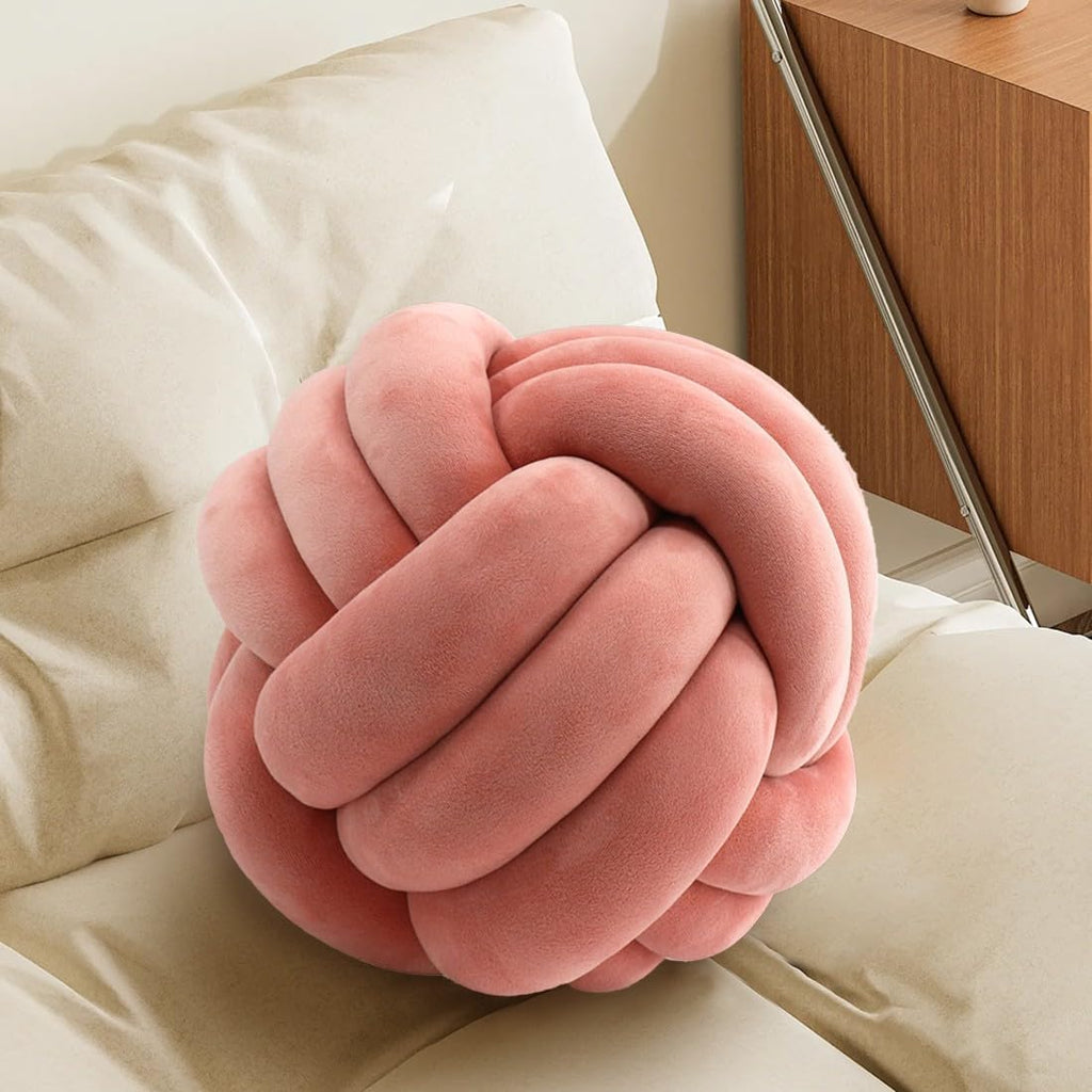KUCCO Blush Knot Pillow Ball, Handmade Knotted Throw Pillow, 7.87 Inch