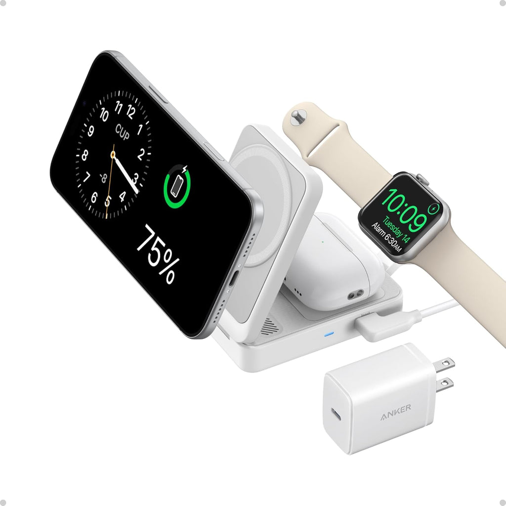 Anker MagGo 3-in-1 MagSafe-Compatible Qi2 15W Foldable Charging Station