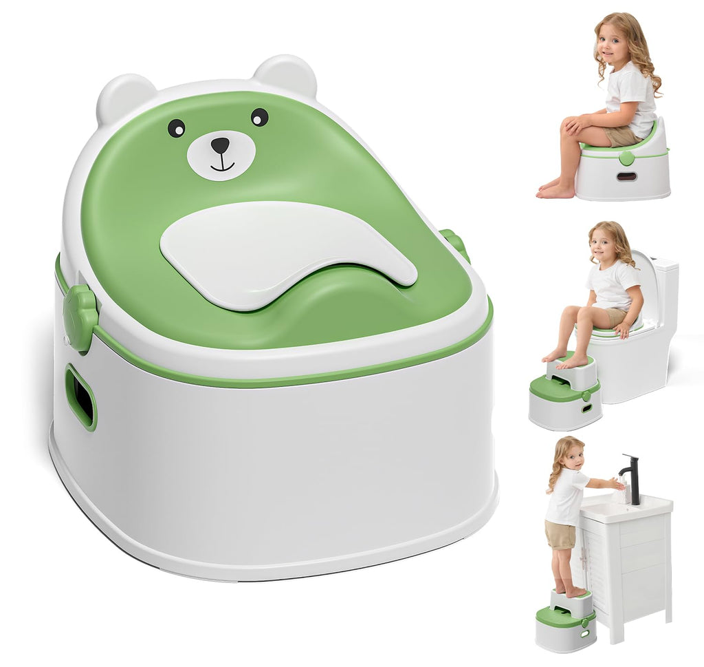 3-in-1 Toddler Potty Training Toilet for Boys & Girls - Convertible Potty Chair with Step Stool for Toddlers 1-3, Anti-S