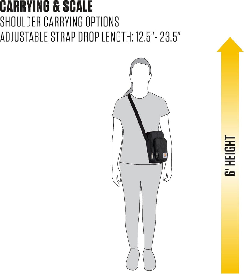 Carhartt Crossbody Zip Bag, Durable, Adjustable Crossbody Bag with Zipper Closure for Men and Women, Carhartt Brown