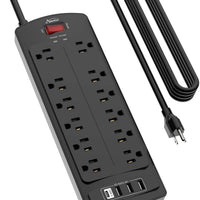ALESTOR 20 Ft Surge Protector Power Strip with 12 Outlets and 4 USB Ports