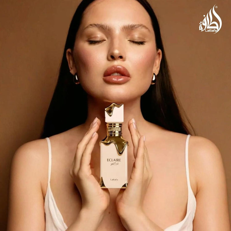 Lattafa Eclair - Vainilla, Caramelo, Dulce, Floral - Eau de Parfum Fragancia de Larga Duración para Mujeres, 3.40 Onzas / 100 ml