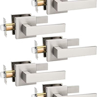 Tinewa 5 Pack Brushed Nickel Passage Door Levers Interior Door Handles, Heavy Duty Closet Hallway Door Handle Sets