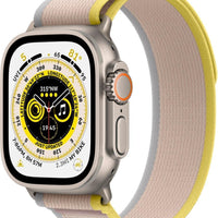 Apple Watch Ultra [GPS + Cellular 49mm] Titanium Case with Yellow/Beige Trail Loop, M/L (Renewed)