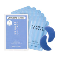 Summer Fridays Jet Lag Hydrating Eye Patches - De-puffing Hydrogel Under Eye Masks with Hyaluronic Acid, Caffeine + Peptides - Soothing + Refreshing At-Home + Travel Skin Care (6 Pairs)