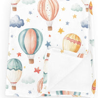 Wicbfdfv Colorful Hot Air Balloon Stars Baby Blanket Girls Boys Cute Clouds Sky Flannel Fluffy Blankets for Baby Warm Br