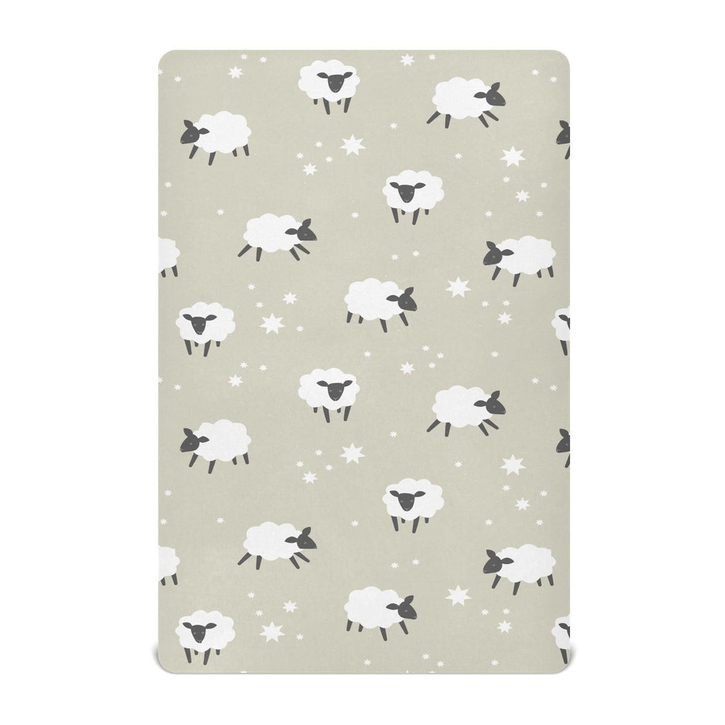 Crib Sheets for Boys Sheep and Stars Toddler Baby Girl Sheets for Crib,Neutral Mini Crib Nursery Mattress Sheets Fitted,