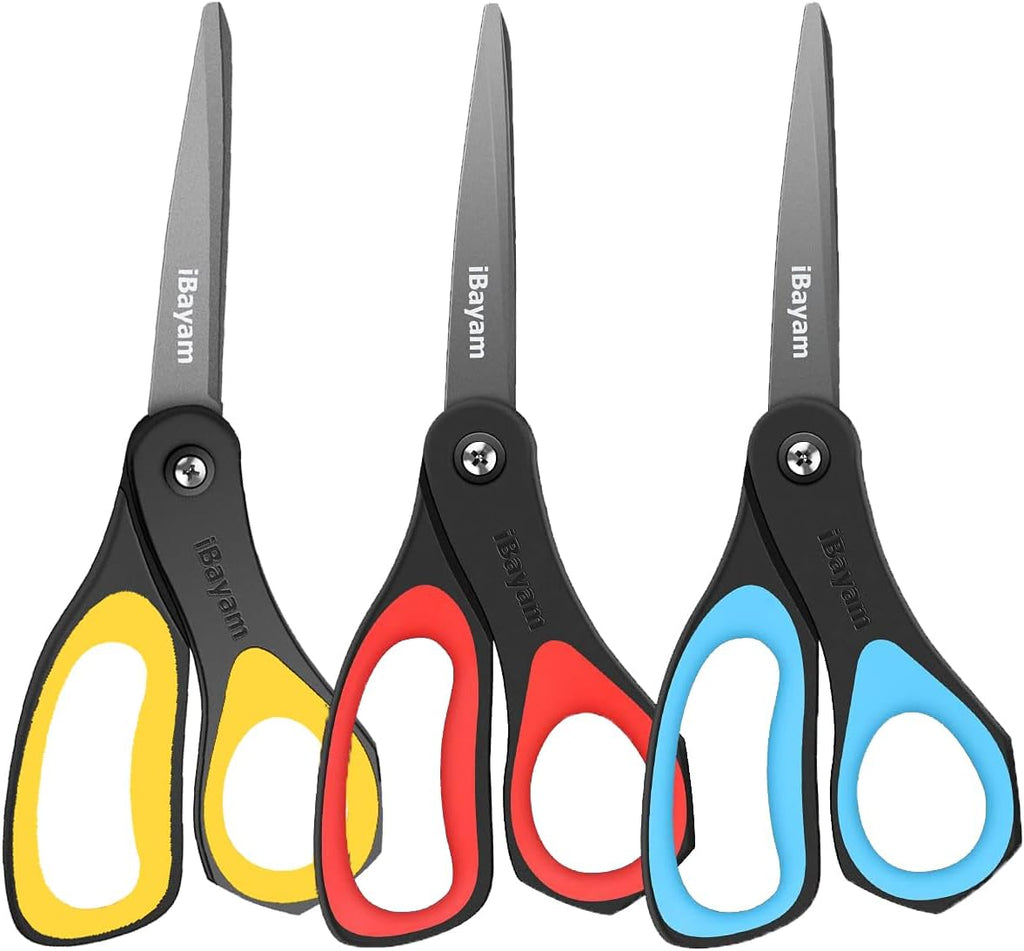 iBayam 8.5" All Purpose Nonstick Scissors, Titanium Scissors for Kids Craft