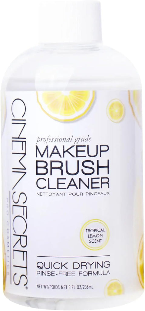 Cinema Secrets Original Makeup Brush Cleaner Solution - Professional Cleanser for Makeup Brushes - Quick-Drying, Rinse-Free Formula - Removes Stubborn Waterproof Make Up - Lemon (8 fl oz)