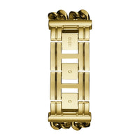 GUESS Reloj de pulsera multicadena para mujer en tono plateado con dial dorado y segundero, resistente a arañazos
